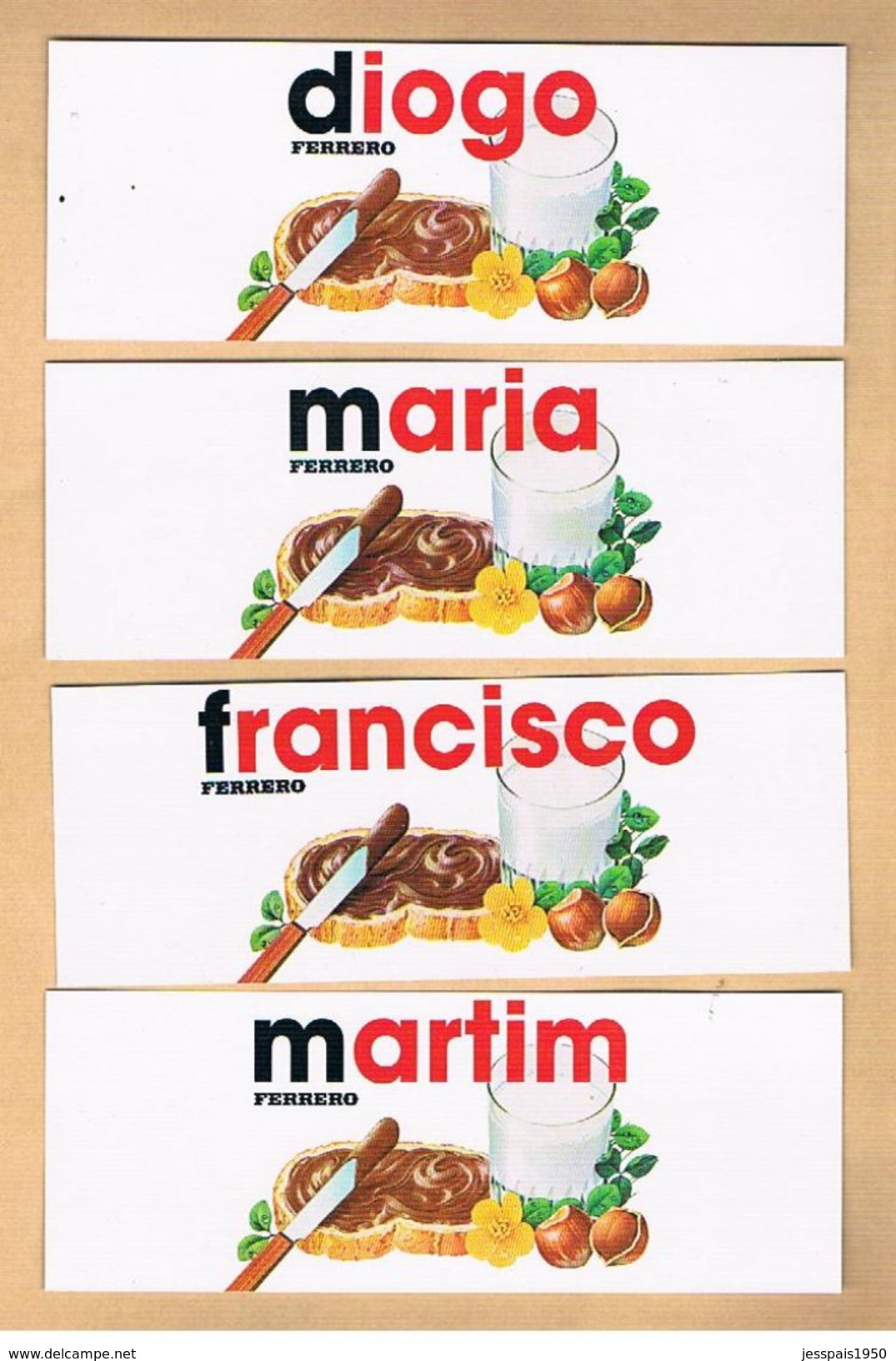 (000 + 003) - 7autocollants Ferrero, Pour Bouteilles - Noms Tous Différents - Other & Unclassified