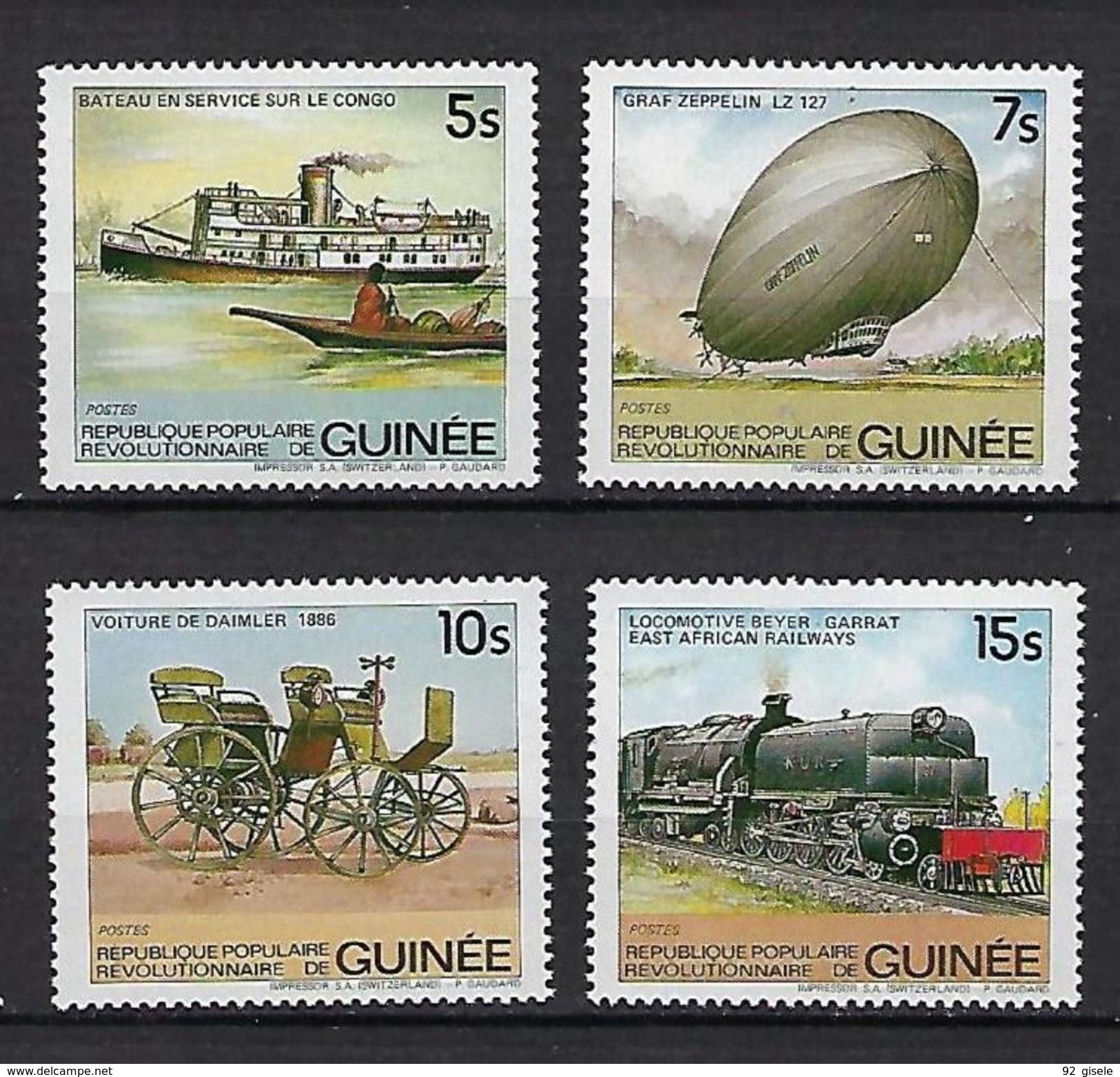 Guinée YT 736 à 739 " Moyens De Locomotion Anciens " 1984 Neuf** - Guinée (1958-...)