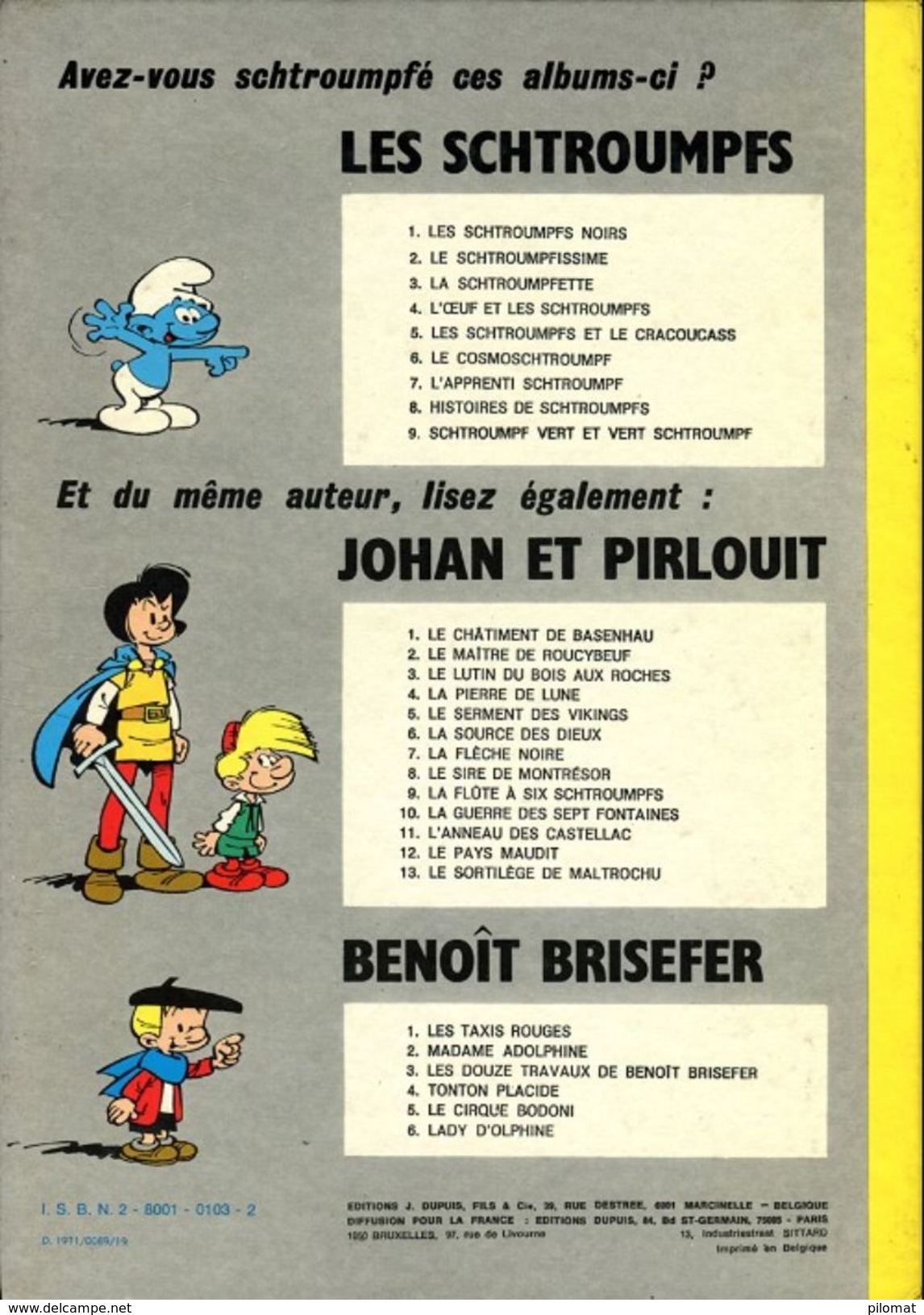 Johan Et Pirlouit 9 La Flûte à Six Schtroumfs PEYO édition Ancienne - Johan Et Pirlouit