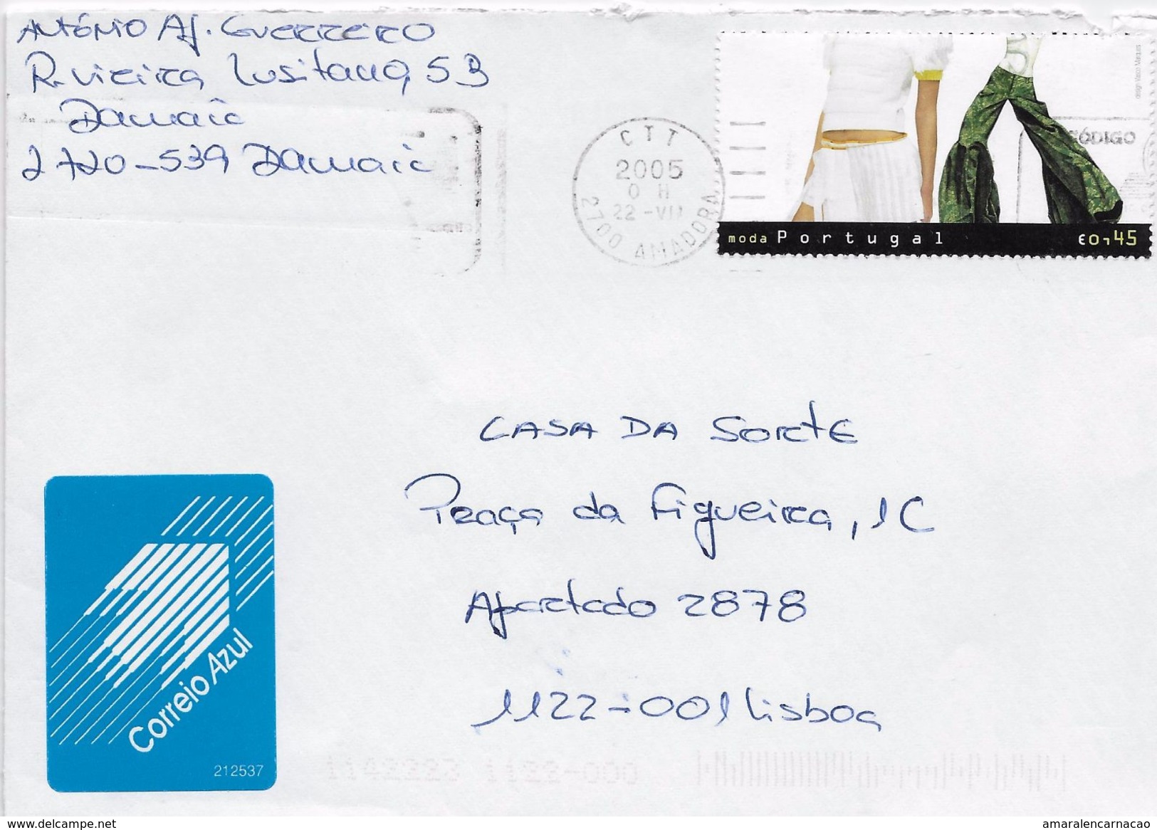 TIMBRES - STAMPS - LETTRE POST BLEU -  BLUE LETTER MAIL - PORTUGAL - 2004 - MODE PORTUGAISE - Lettres & Documents