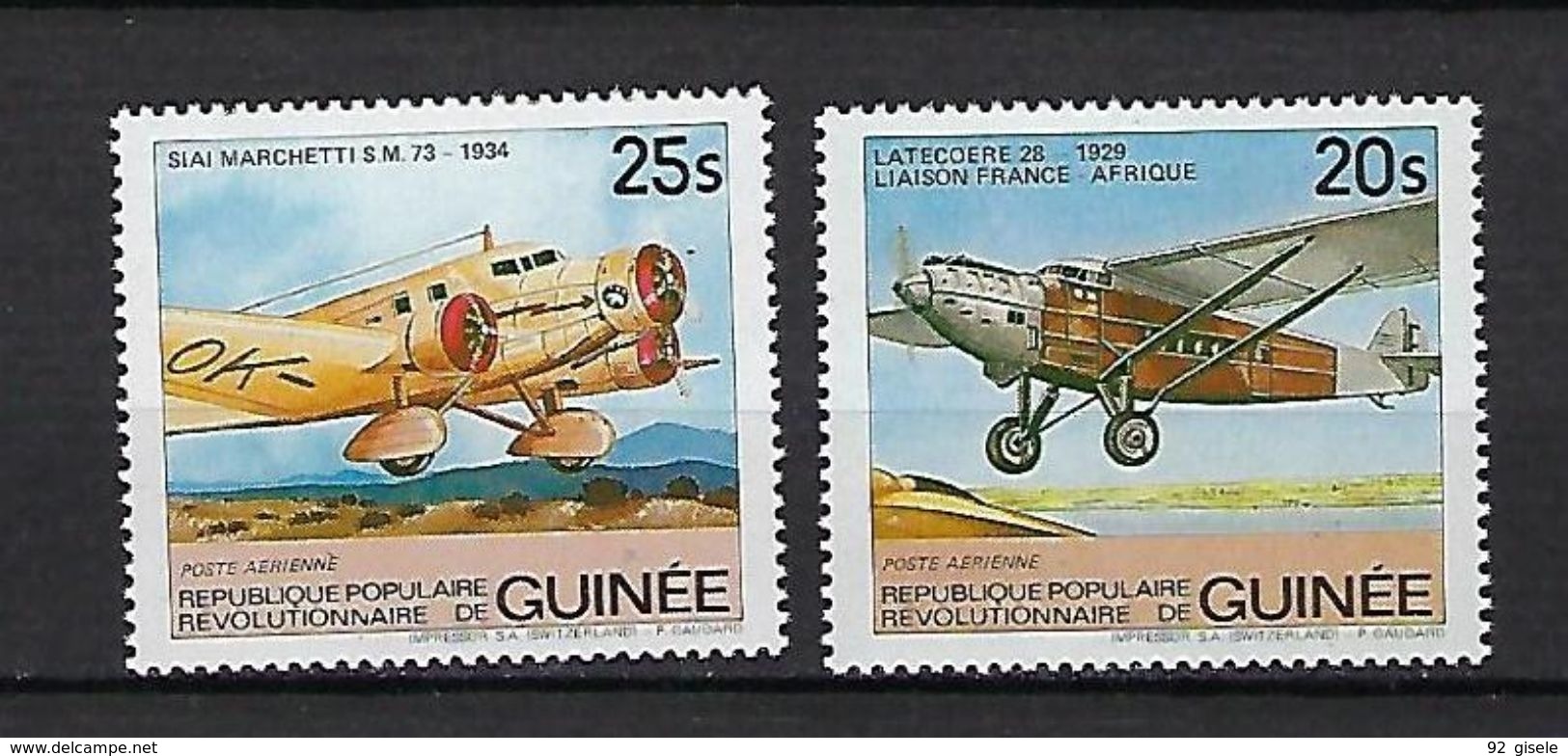 Guinée Aerien YT 162 & 163 (PA) " Avions " 1984 Neuf** - Guinée (1958-...)