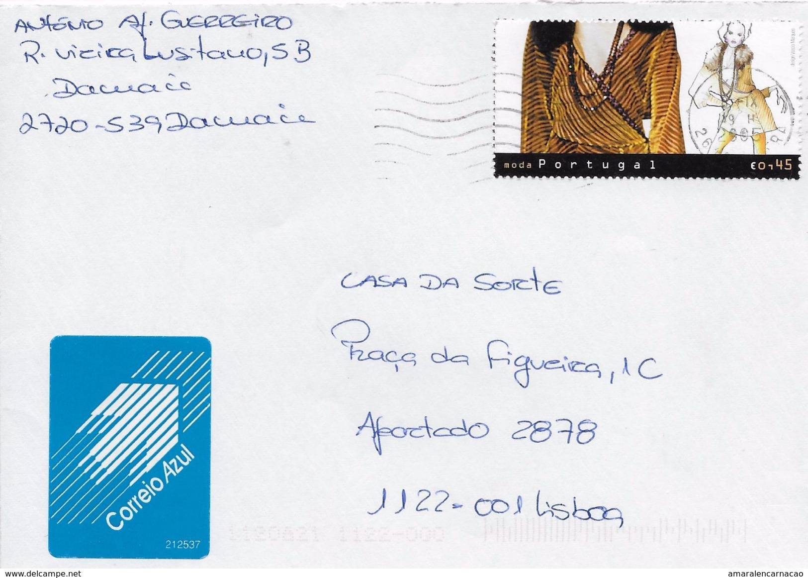 TIMBRES - STAMPS - LETTRE POST BLEU -  BLUE LETTER MAIL - PORTUGAL - 2004 - MODE PORTUGAISE - Lettres & Documents