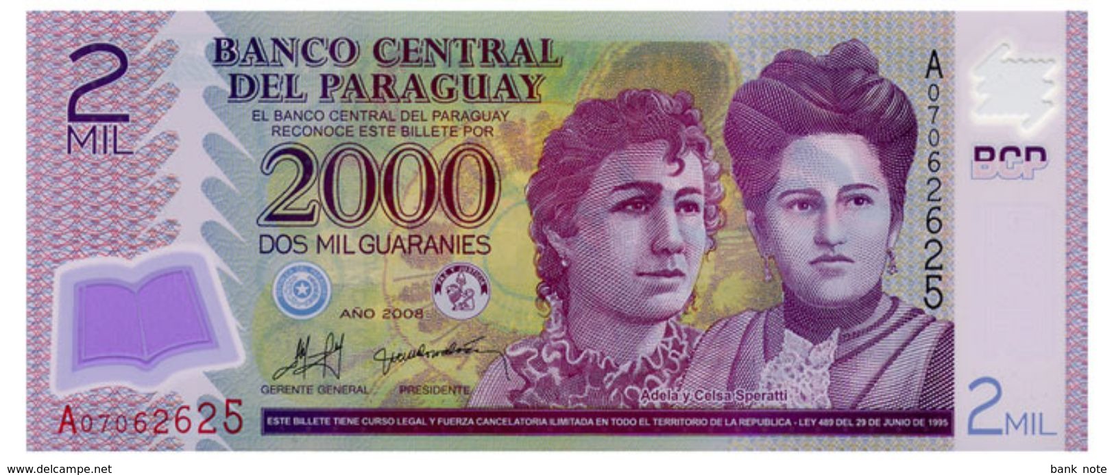 PARAGUAY 2000 GUARANIES 2008 Pick 228a Unc - Paraguay