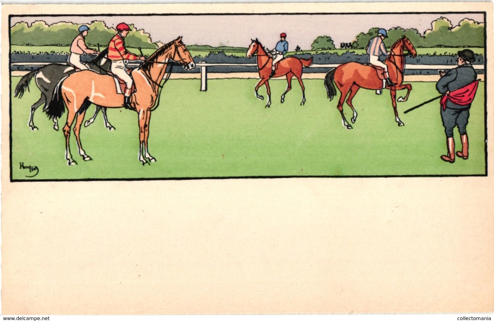 3 CPA  Illustrator Harry Eliott  Horses Jockey Jumping - Elliot