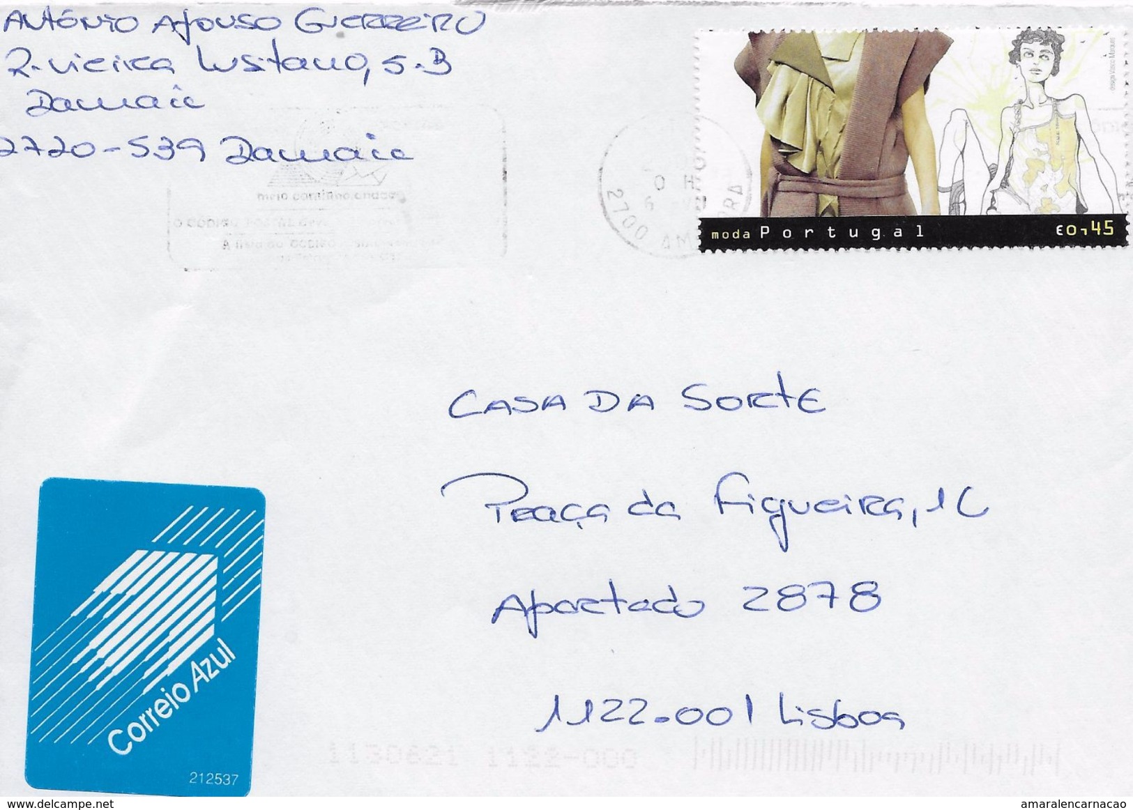 TIMBRES - STAMPS - LETTRE POST BLEU -  BLUE LETTER MAIL - PORTUGAL - 2004 - MODE PORTUGAISE - Lettres & Documents