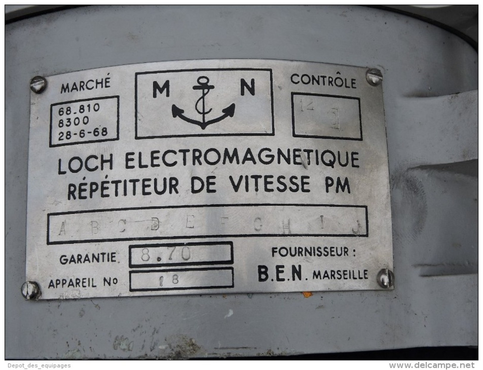 LOCH ELECTRO MAGNETIQUE - REPETITEUR DE VITESSE - BEN 1968 - MARINE NATIONALE à Voir .......... - Tecnica & Strumenti Nautici