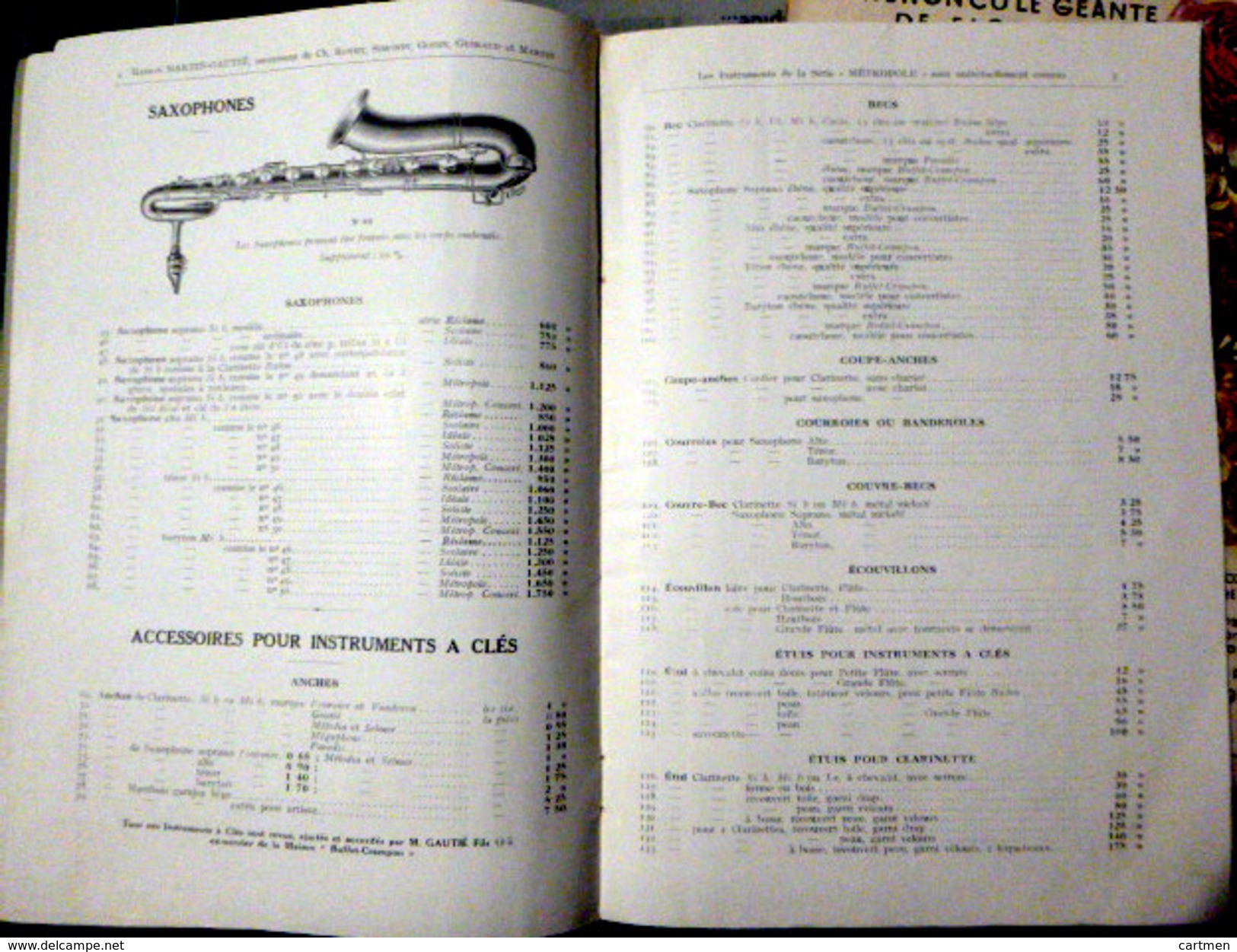 MUSIQUE INSTRUMENTS A VENT TROMPETTES CLARINETTES SAXOPHONE BATTERIES CATALOGUE MARTIN GAUTIE TOULOUSE  1930 - Other & Unclassified