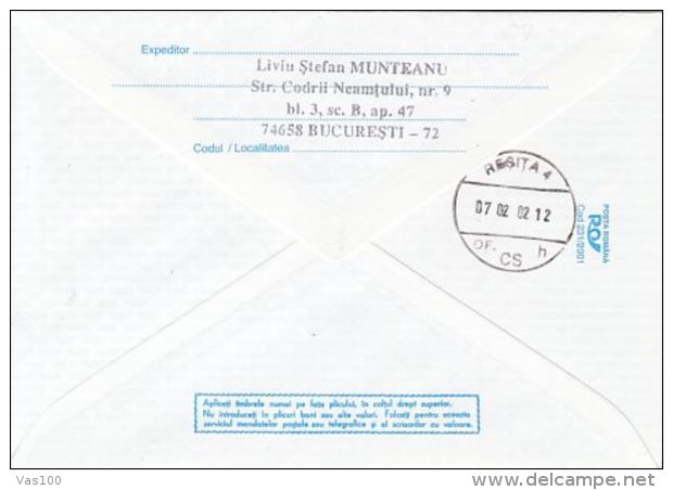 OLYMPIC GAMES, SALT LAKE CITY'02, WINTER, SNOWBOARD, COVER STATIONERY, ENTIER POSTAL, 2002, ROMANIA - Inverno2002: Salt Lake City