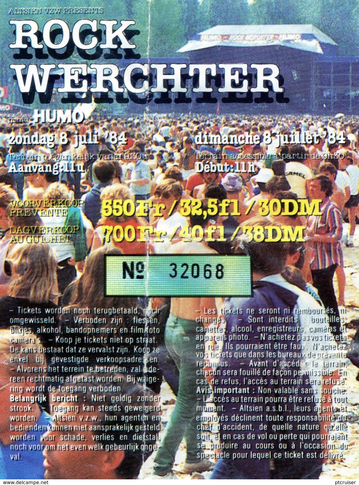 ROCK WERCHTER 08/07/1984 - Concert Tickets