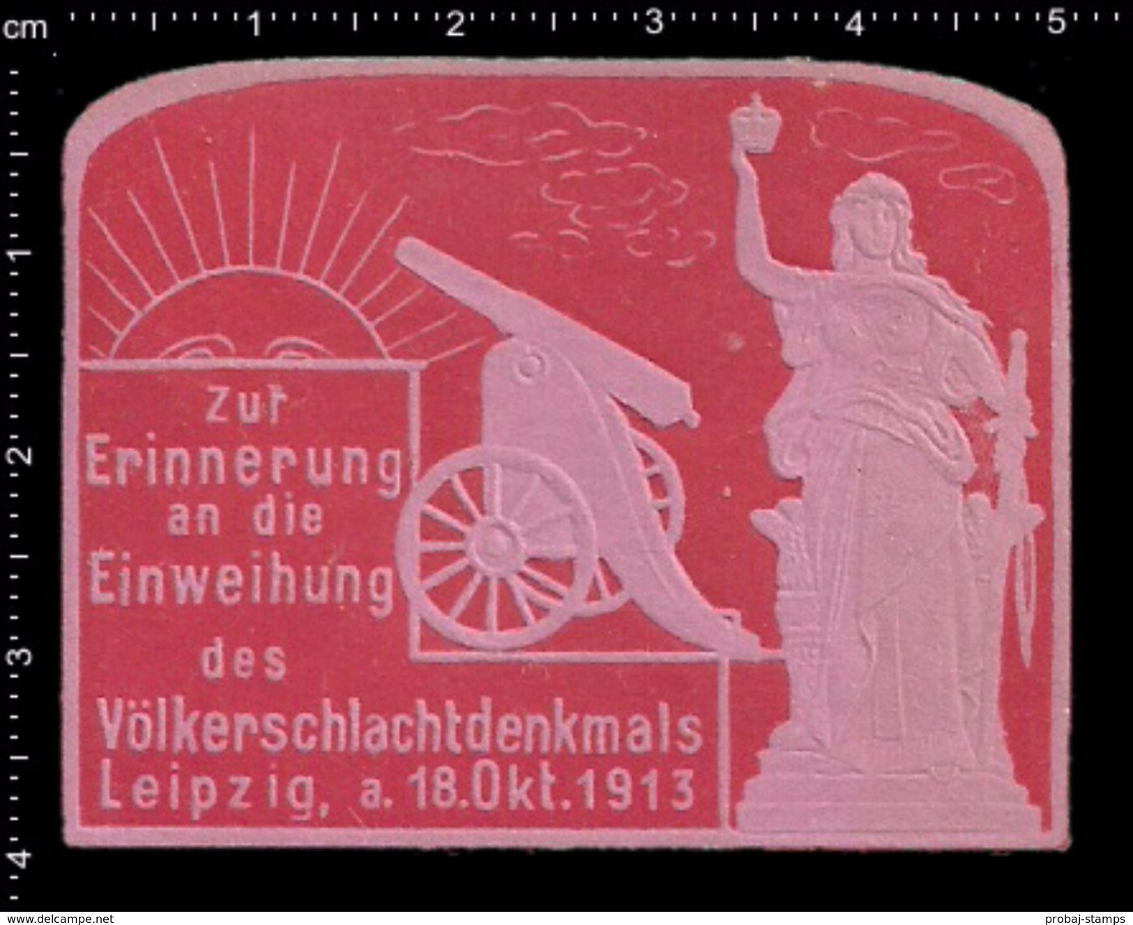 German Poster Stamp, Reklamemarke, Cannon, Monument, Sun, Leipzig, Kanone, Denkmal, Sonne - Monumenti