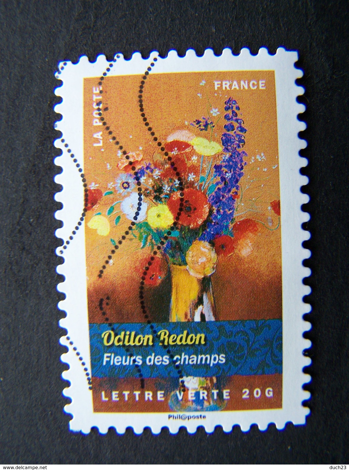 N°1127 FLEURS DES CHAMPS DE ODILON REDON  OBLITERE ANNEE 2015 DU CARNET BOUQUETS DE FLEURS ADHESIF - Oblitérés