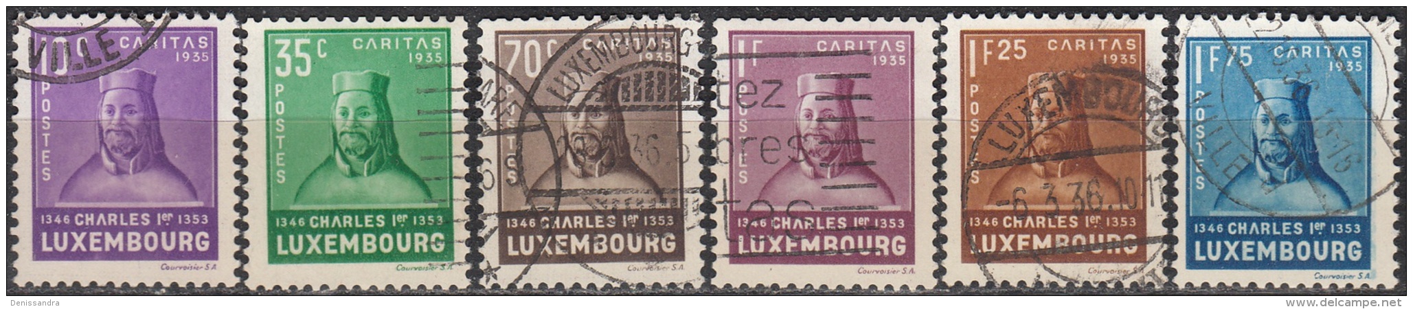 Luxembourg 1935 Michel 284 - 289 O Cote (2008) 163.30 Euro Caritas Charles IV Cachet Rond - Oblitérés