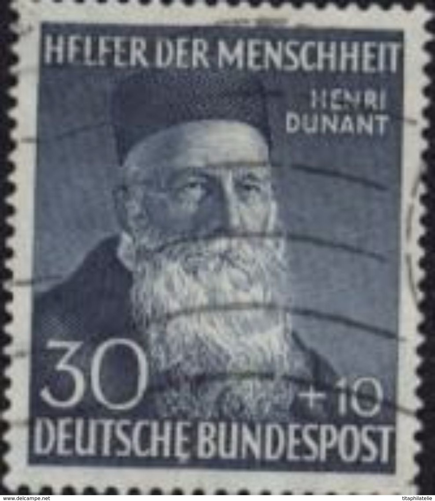 Allemagne Fédérale Deutsche Bundespost Helfer Der Menschheit Henri Dunant Croix Rouge YT 45 Oblitéré 1952 - Gebraucht