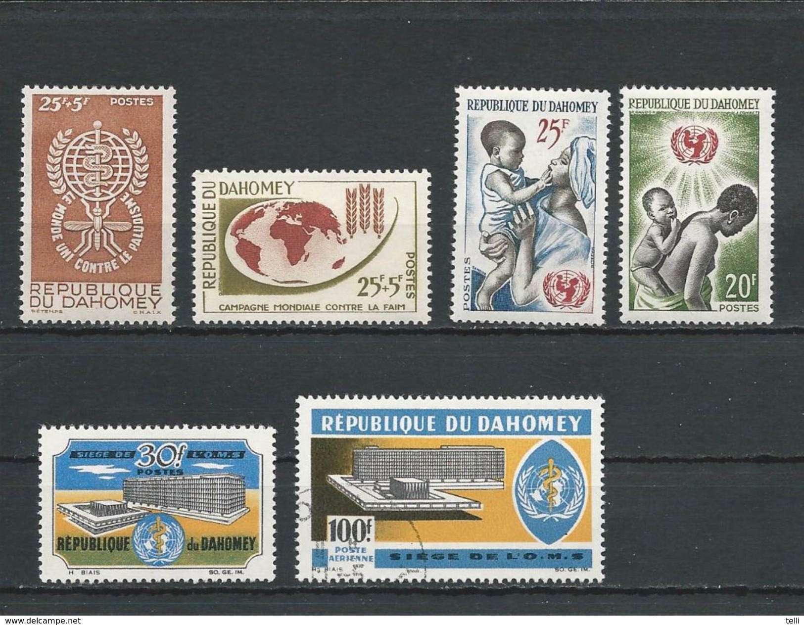 DAHOMEY Scott B15, B16, 194, 195, 221, C32 Yvert 171, 191, 214, 215, 239, PA36 (6) * Et O Cote 4,20$ - Bénin – Dahomey (1960-...)