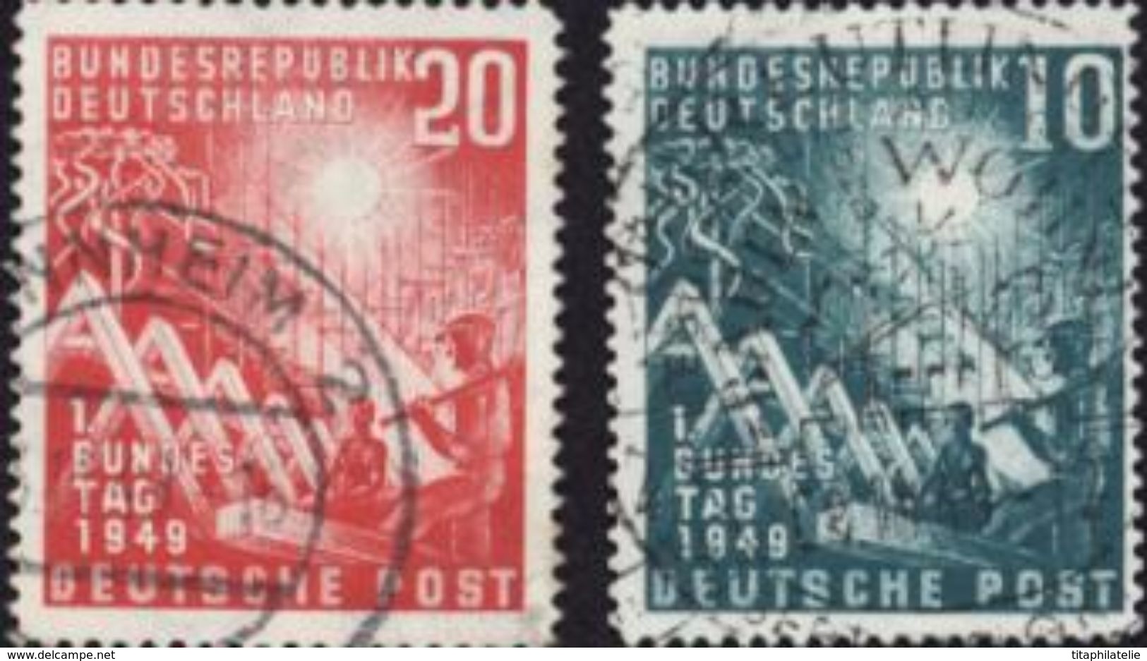 Allemagne Fédérale Deutsche Bundesrepublik Deutschland Bundes Tag 1949 Deutsche Post 1 Et 2 Oblitérés - Gebraucht