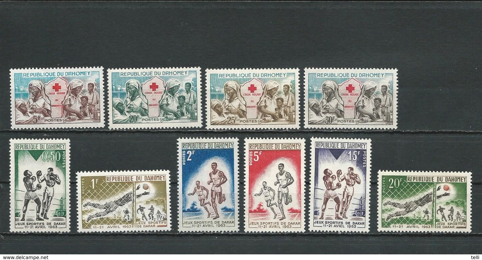 DAHOMEY Scott 156-159, 172-177 Yvert 175-178, 192-197 (10) ** Cote 4,40$ 1962-3 - Bénin – Dahomey (1960-...)