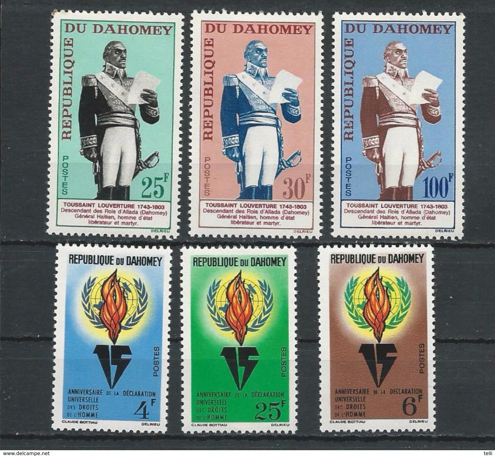 DAHOMEY Scott 179-181 182-184 Yvert 199-201 202-204 (6) ** Cote 3,50$ 1963 - Bénin – Dahomey (1960-...)