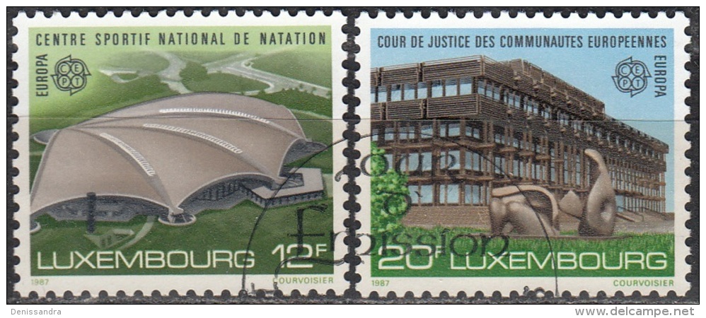 Luxembourg 1987 Michel 1174 - 1175 O Cote (2008) 2.00 Euro Europa CEPT Architecture Moderne Cachet Rond - Gebraucht