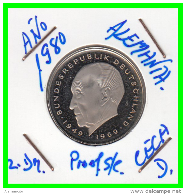 ALEMANIA - GERMANY MONEDA DE 2.00 DM. AÑO 1979-D  CALIDAD  PROOF S/C - 2 Marcos