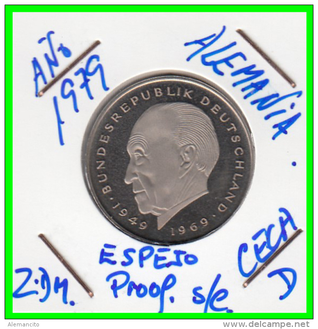 ALEMANIA - GERMANY MONEDA DE 2.00 DM. AÑO 1980-D CALIDAD  PROOF S/C - 2 Mark