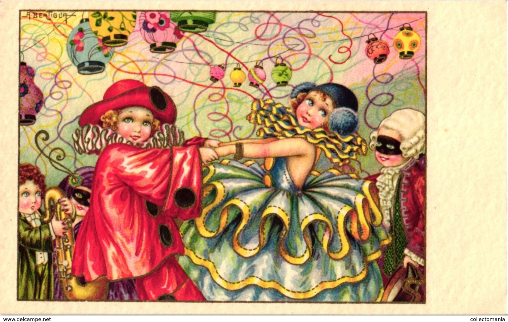 3  CPA  Illustrator  A. Bertiglia    Carnaval  Children' S Ball  Lanterns  Pierrot   N°2570     Print Eliten - Bertiglia, A.