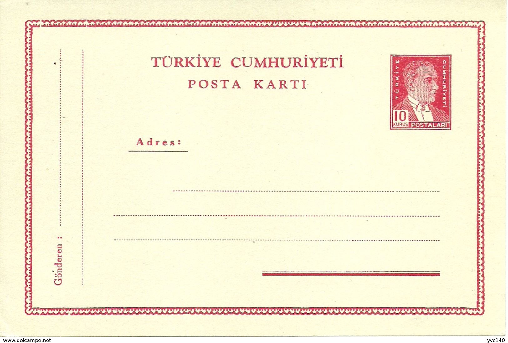 Turkey; 1951 Postal Stationery Isfila AN 179 - Entiers Postaux