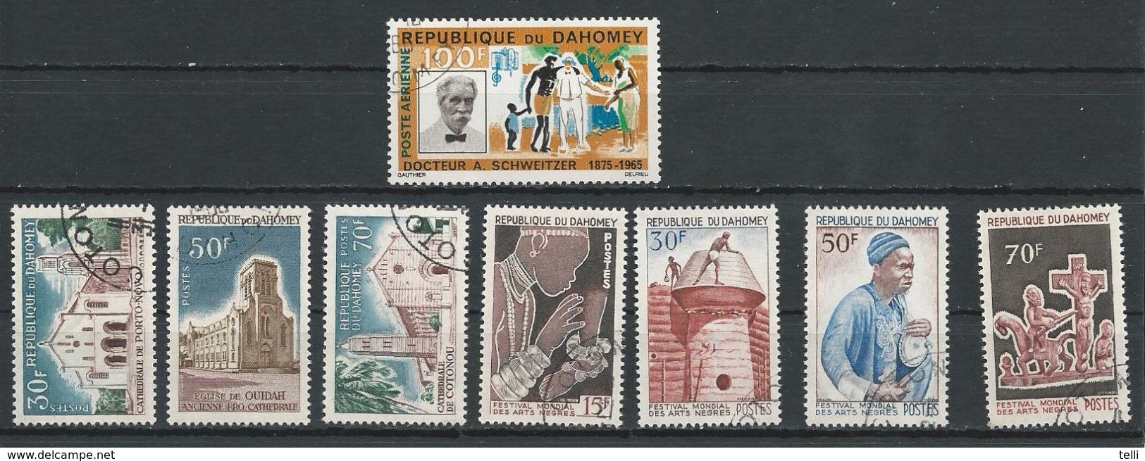 DAHOMEY Scott 212-214, C31, 215-218 Yvert 232-234, PA35, 235-235 (8) O Cote 6,00$ 1965 - Bénin – Dahomey (1960-...)