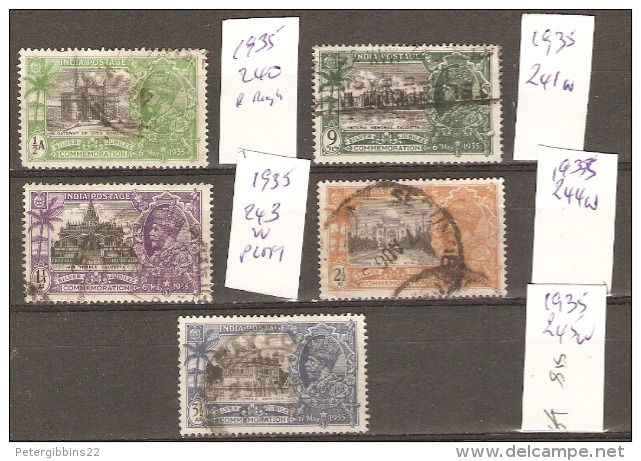 India  1935  SG 240-45w Various Values And Watermarks  To 3,1/2a  Fine Used - 1902-11 King Edward VII