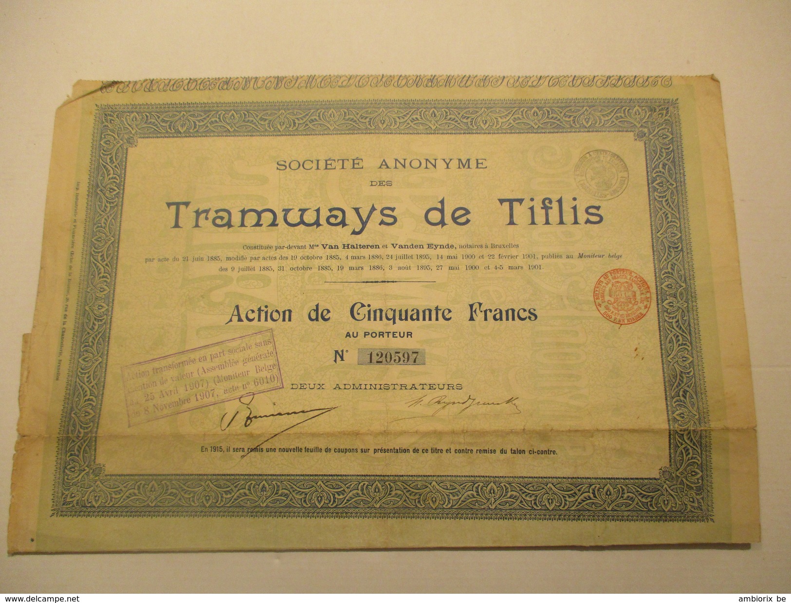 Tramways De Tiflis - Action De 50 Francs - Transports