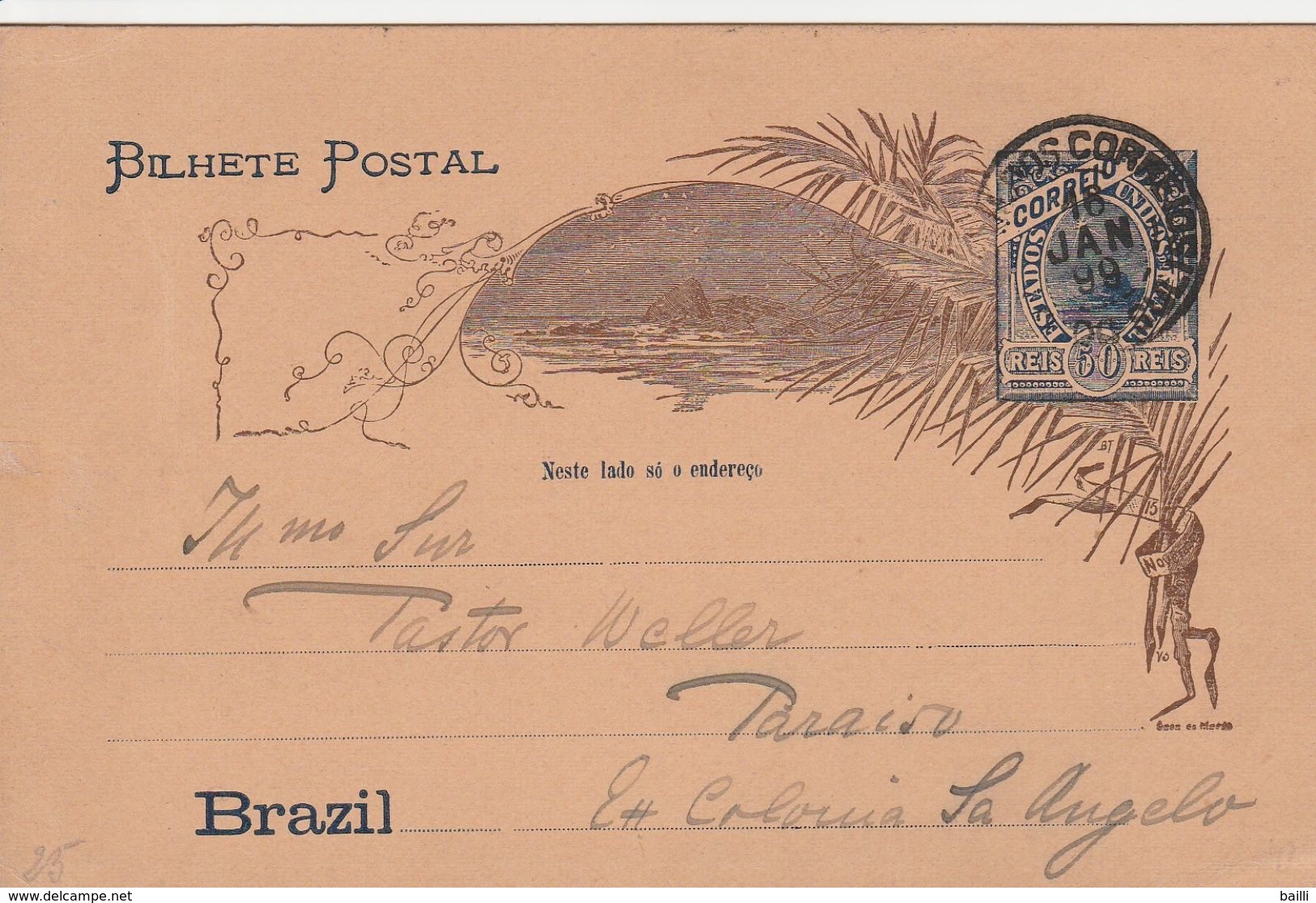 Brésil Entier Postal Illustré 1899 - Postwaardestukken