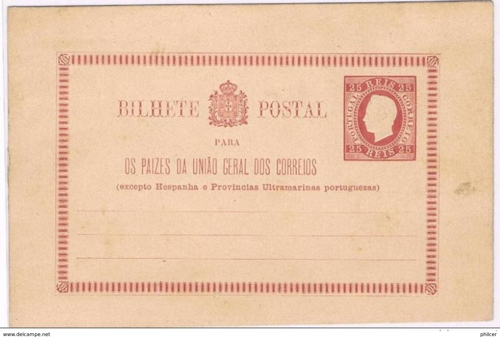 Portugal, 1878/9, # 2, Bilhete Postal - Unused Stamps