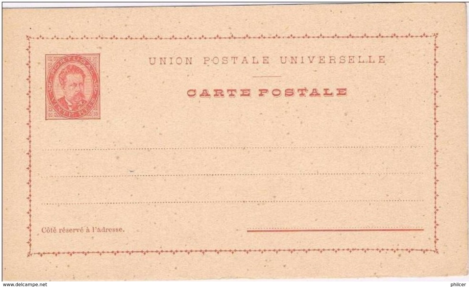 Portugal, 1884/7, # 10, Bilhete Postal - Neufs