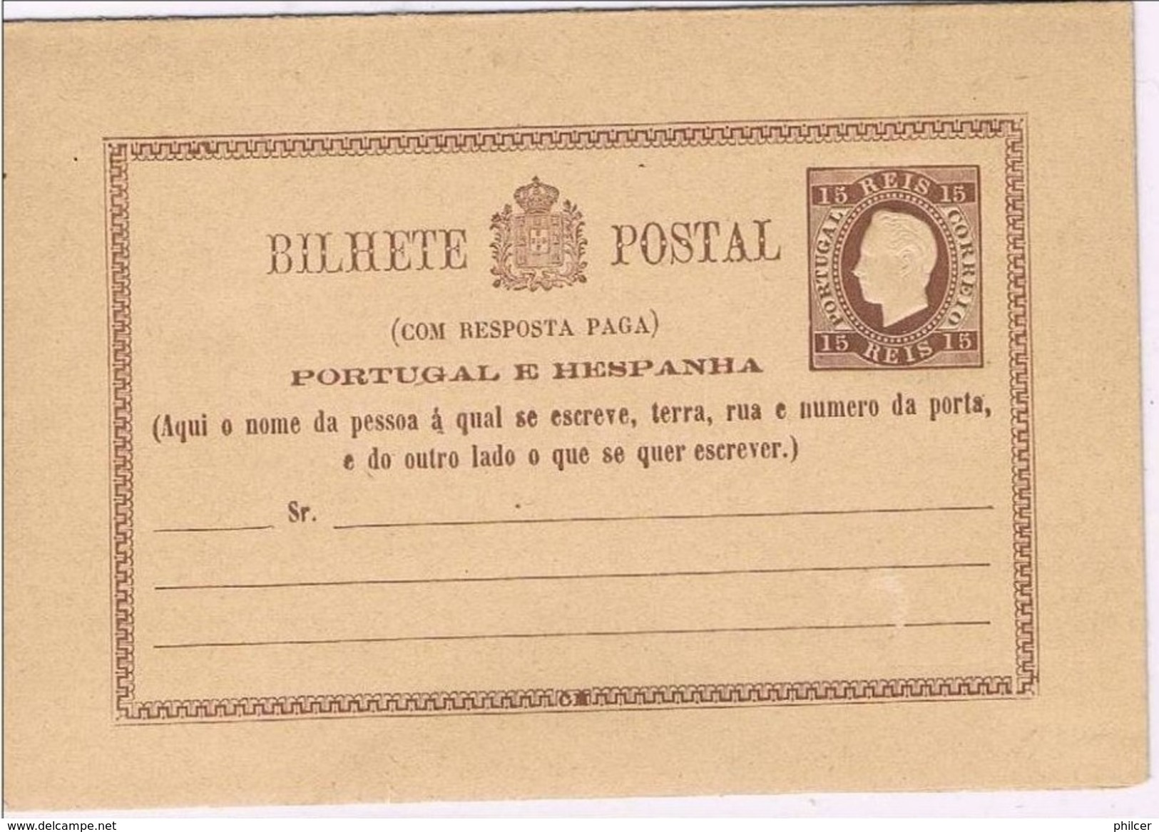 Portugal, 1878/9, # 3, Bilhete Postal - Ongebruikt