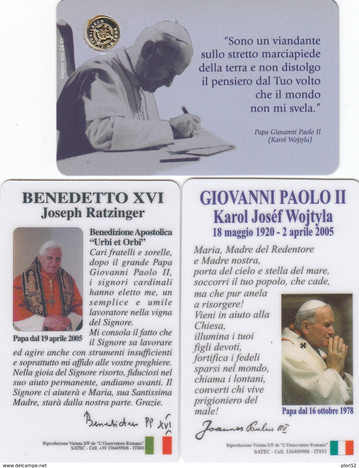 11139-N°. 7 CARDS SANTINI - PAPA GIOVANNI XXIII°-GIOVANNI PAOLO II-BENEDETTO XVI° - Religione & Esoterismo