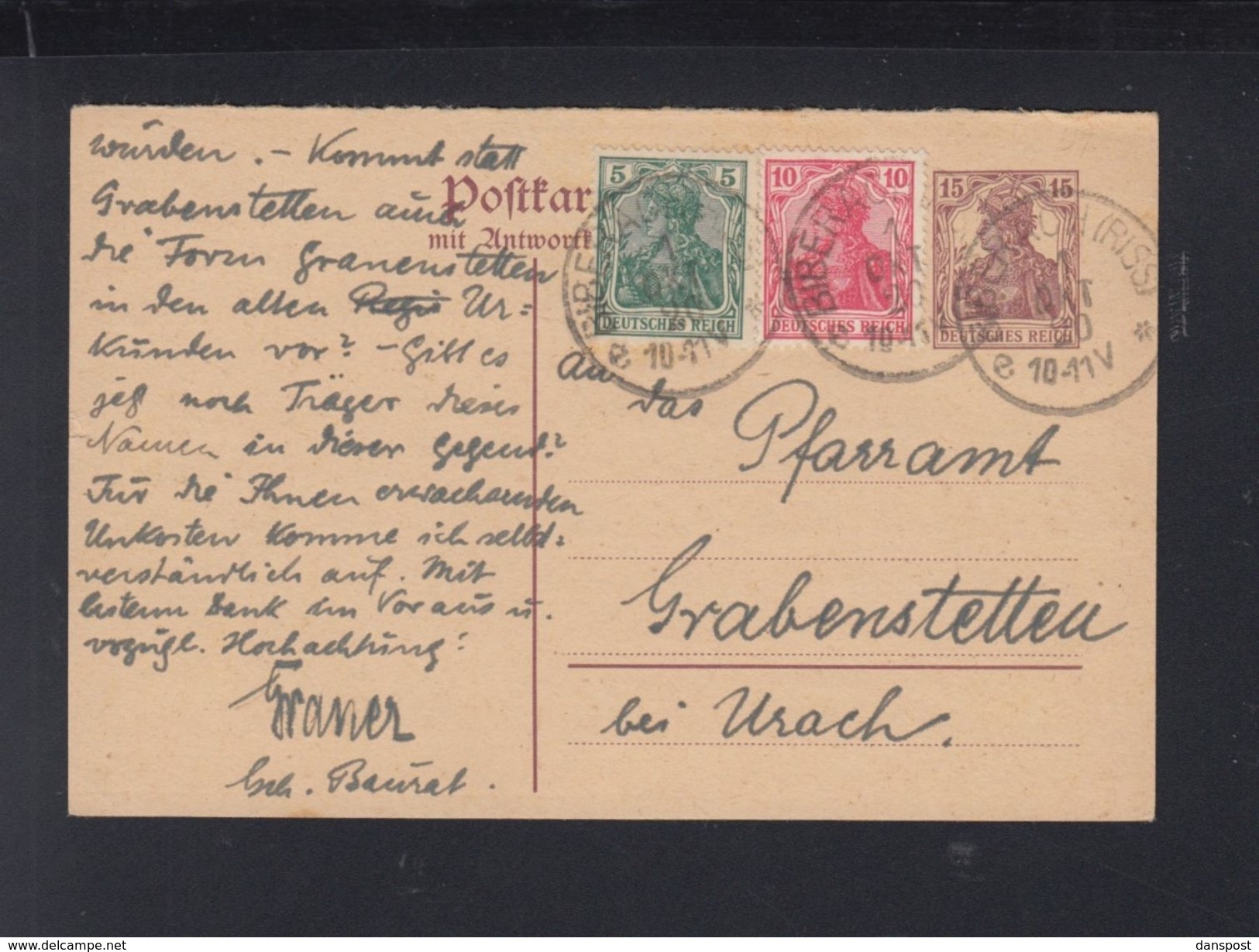 Dt. Reich GSK Mit ZuF 1920 Biberach - Briefe U. Dokumente