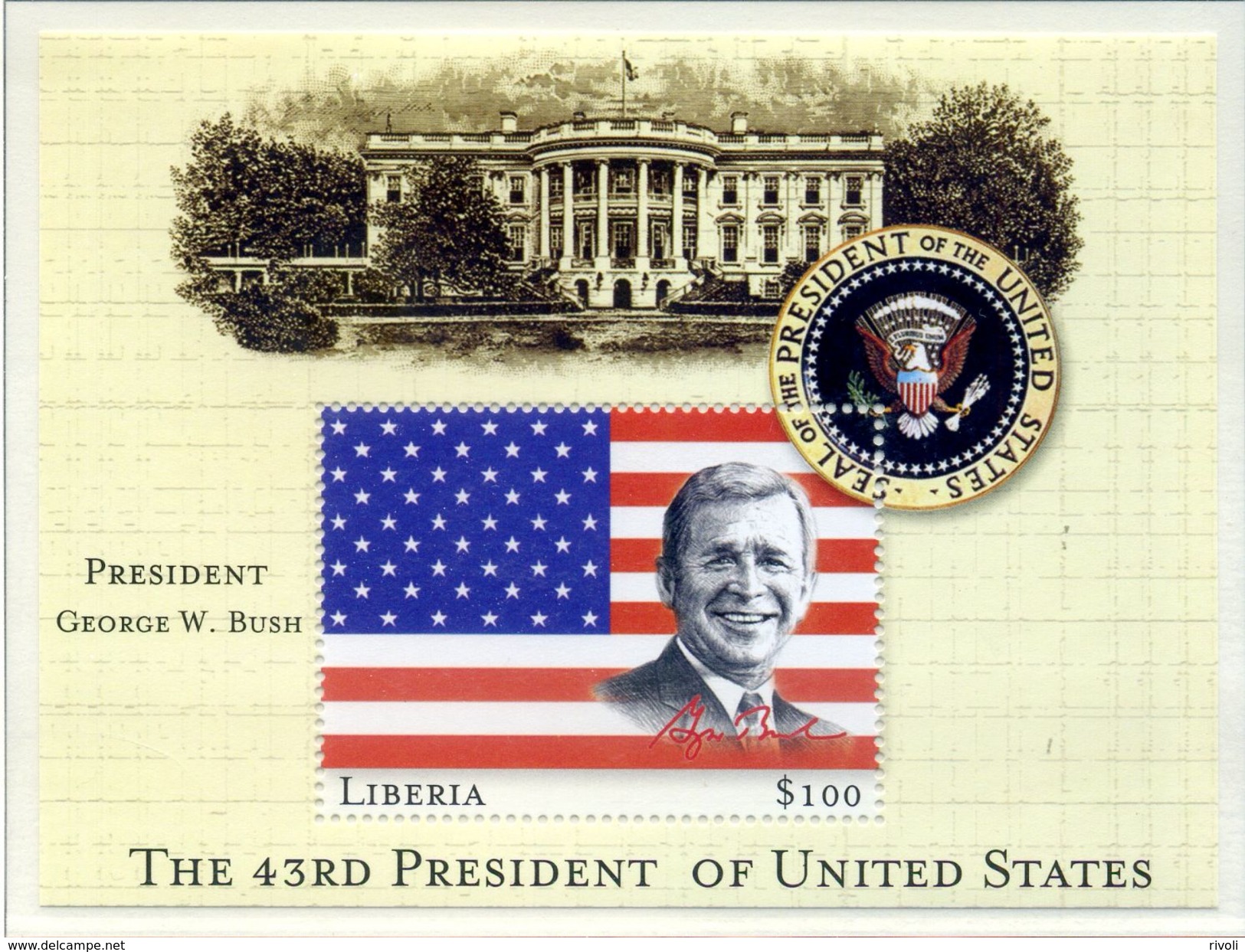 LIBERIA 2000. Block, The 43RD President Of United States, George W. Bush BLOC NEUF ** SANS CHARNIERE Ref 950 - Liberia