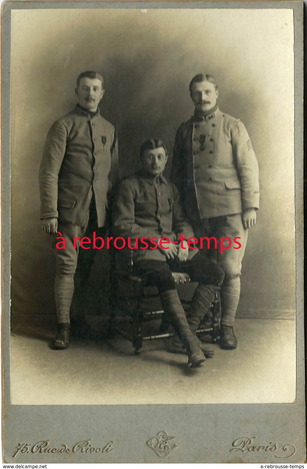 Grand CDV-(CAB) Soldats Du 24e Régiment-croix De Guerre-photo Saint Maritaine à Paris - Krieg, Militär