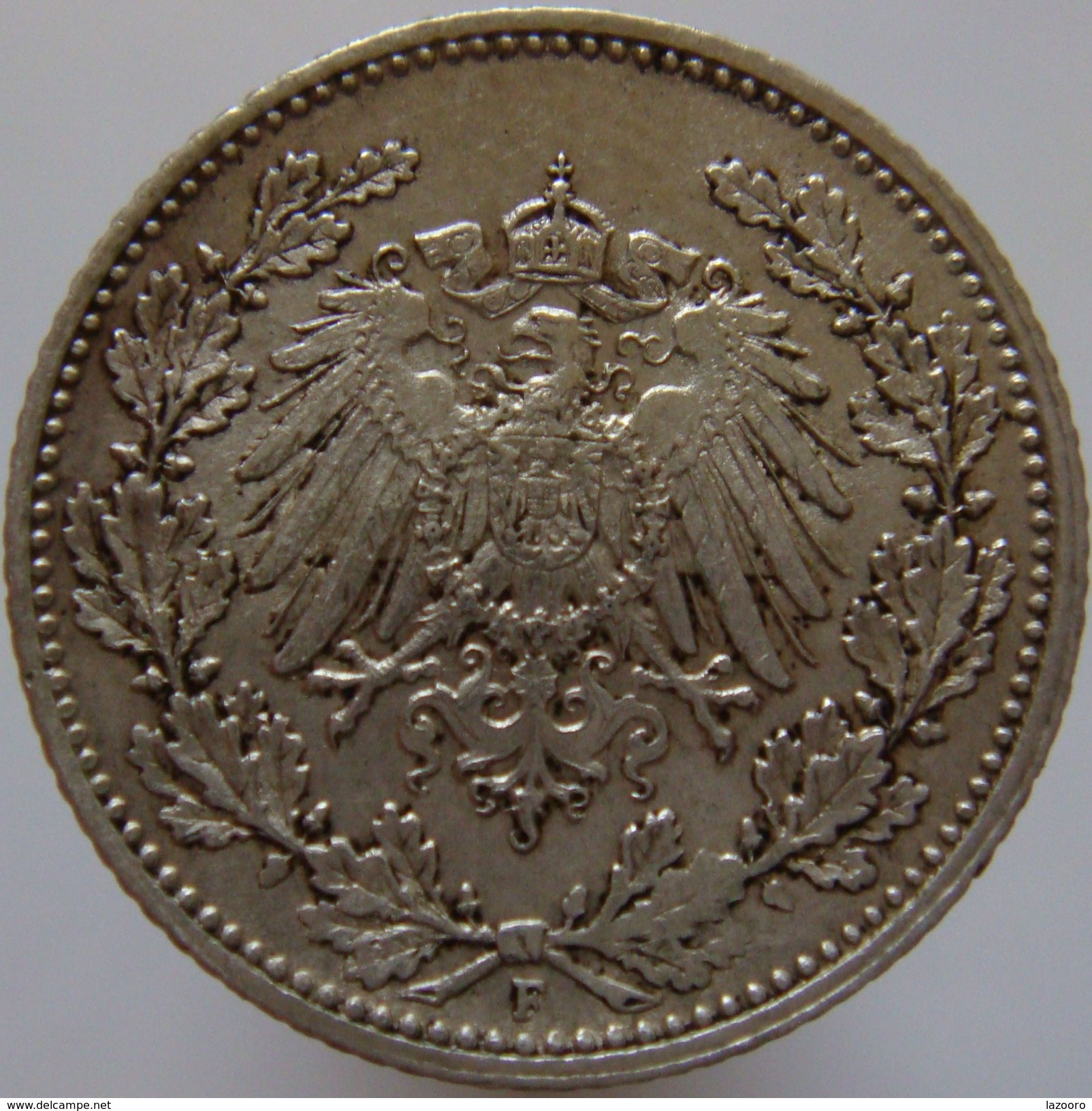 Germany 1/2 Mark 1915 F, Die Cracks XF - Silver - 1/2 Mark