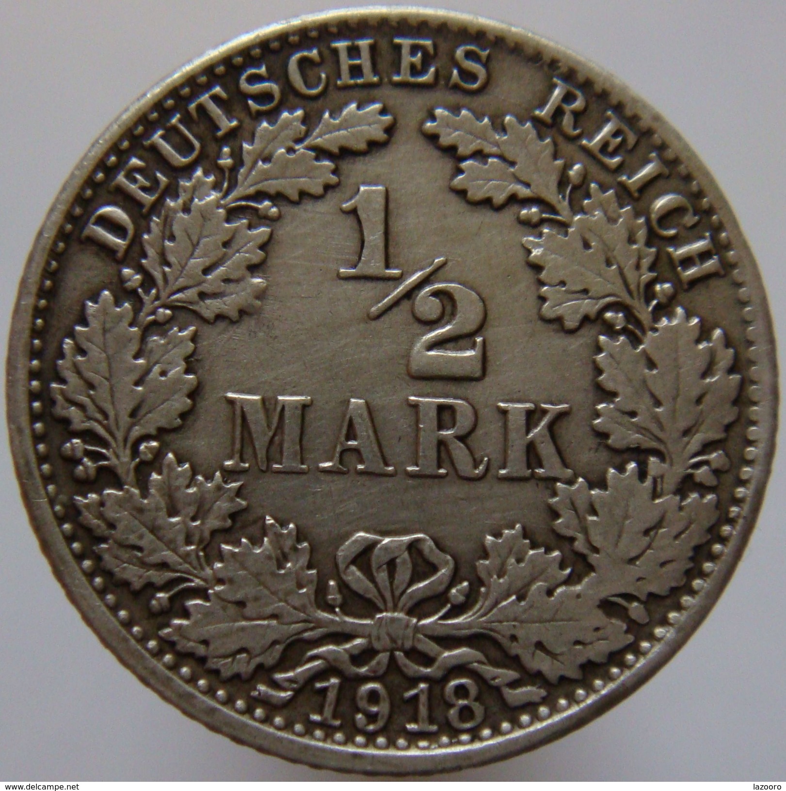 Germany 1/2 Mark 1918 G, Double G XF - Silver - 1/2 Mark