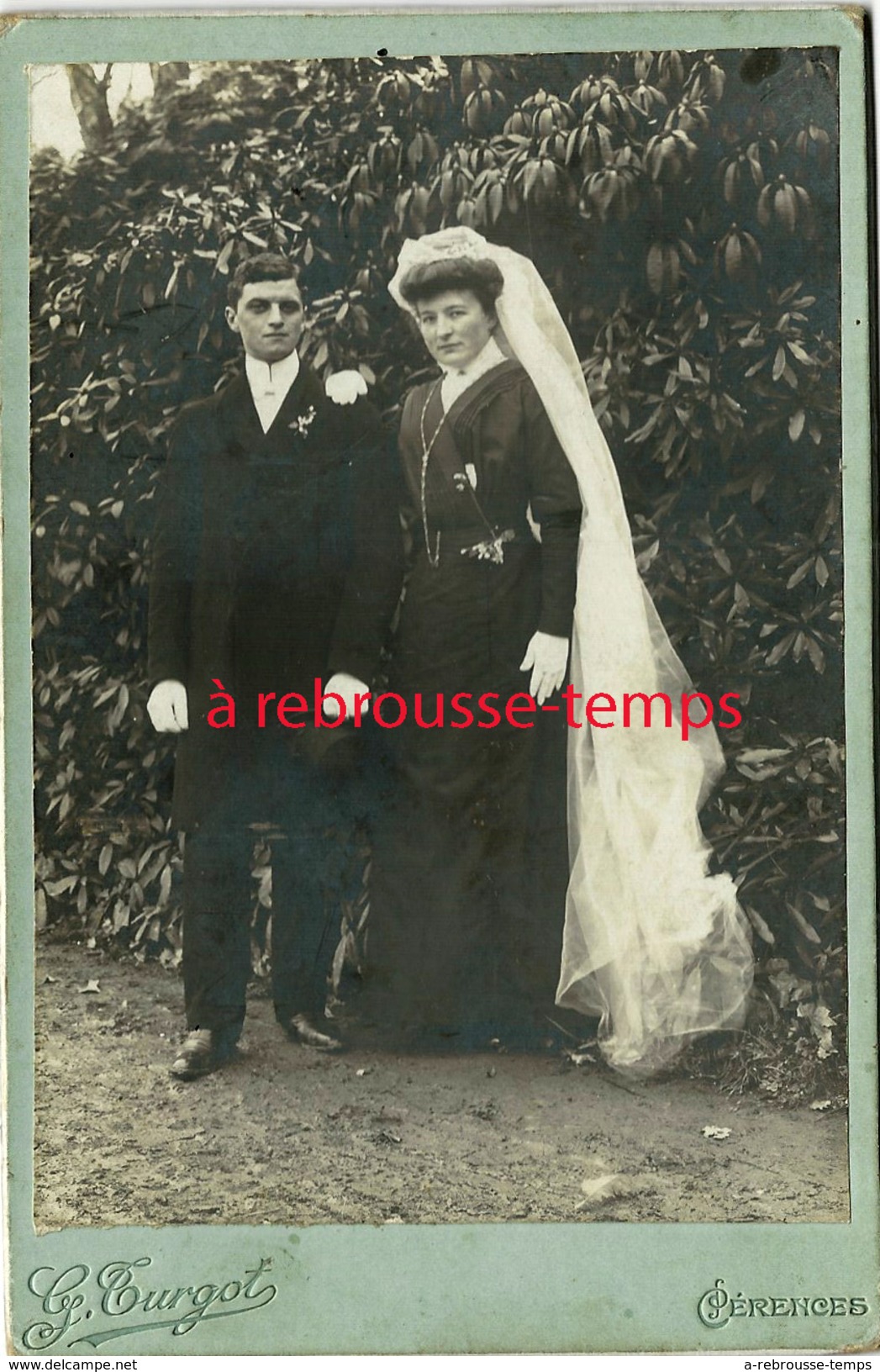 Grand CDV-(CAB) Mariage-la Mariée Est En Noir-photo G. Turgot à Cérences - Anciennes (Av. 1900)