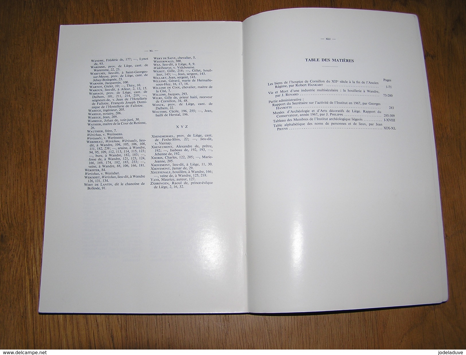 BULLETIN DE L'INSTITUT ARCHEOLOGIQUE LIEGEOIS 1968 Liège Hospice Charbonnage Houillère Mine Charbon Wandre Cheratte Visé - België