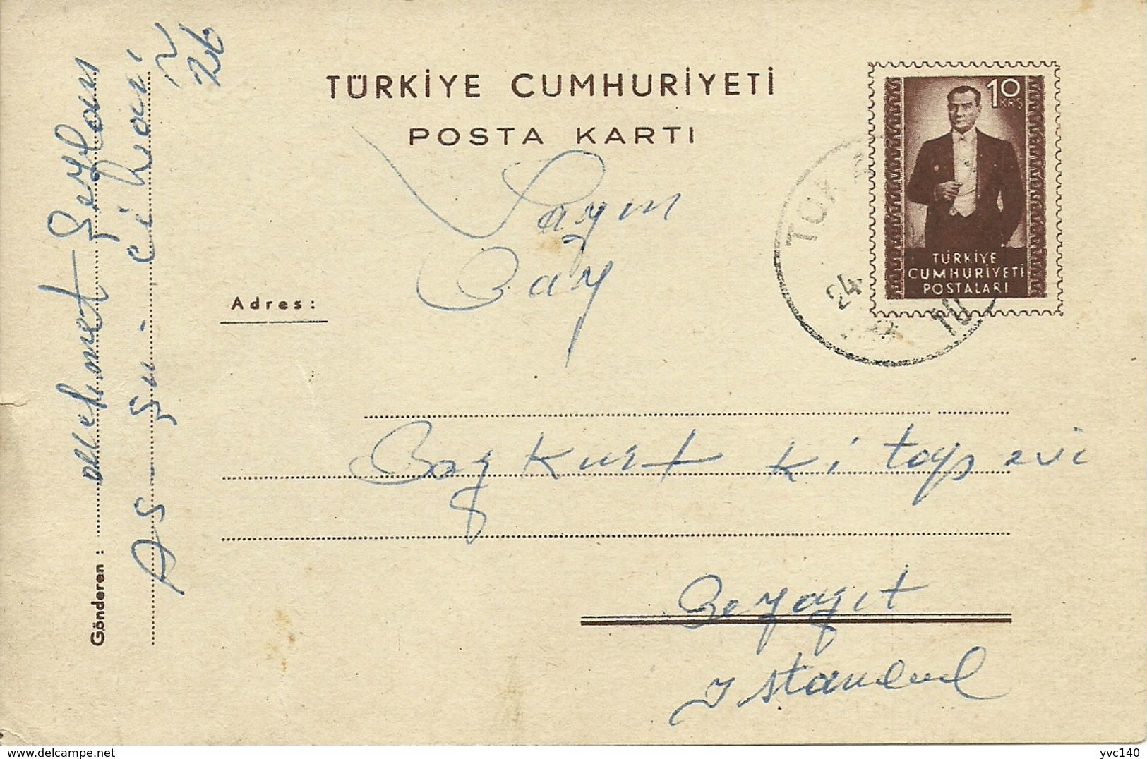 Turkey; 1953 Postal Stationery Isfila AN 181 - Postwaardestukken