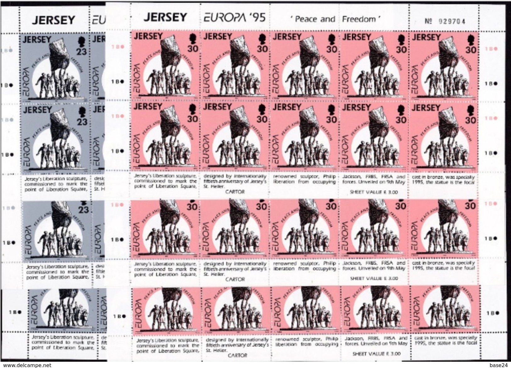 1995 Jersey EUROPA CEPT EUROPE 30 Serie Di 2v. MNH** In 6 Minifogli Minisheets - 1995