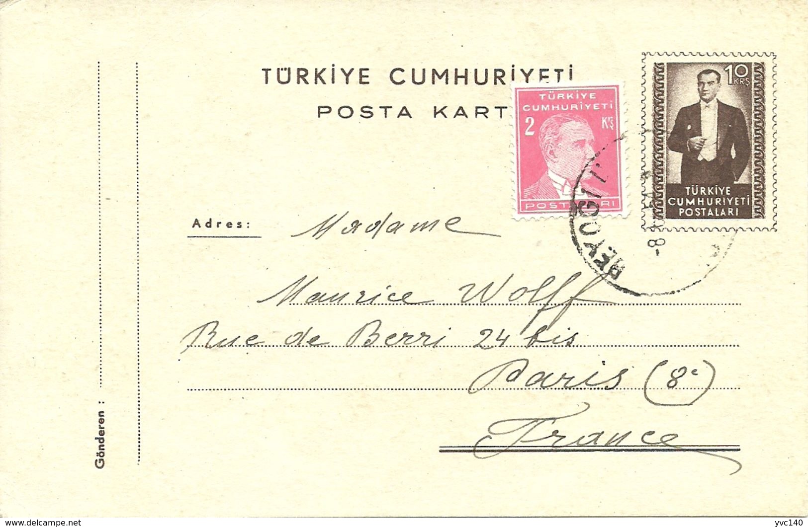 Turkey; 1954 Postal Stationery Isfila AN 185 - Interi Postali