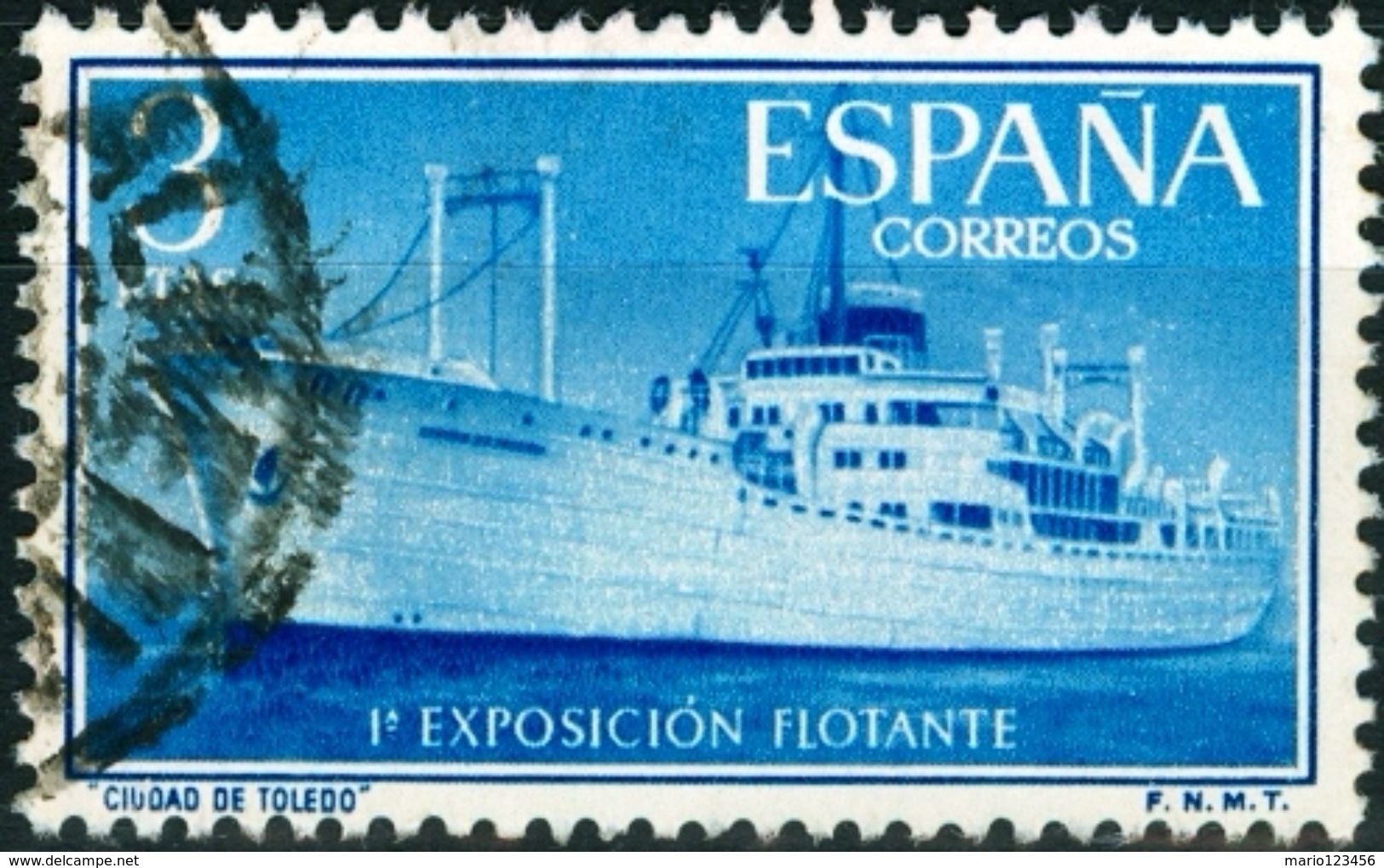 SPAGNA, SPAIN, ESPANA, ESPAGNE, COMMEMORATIVO, PRIMA ESPOSIZIONE NAVALE, 1956, FRANCOBOLLI USATI  YT 882   Scott 848 - Storia Postale