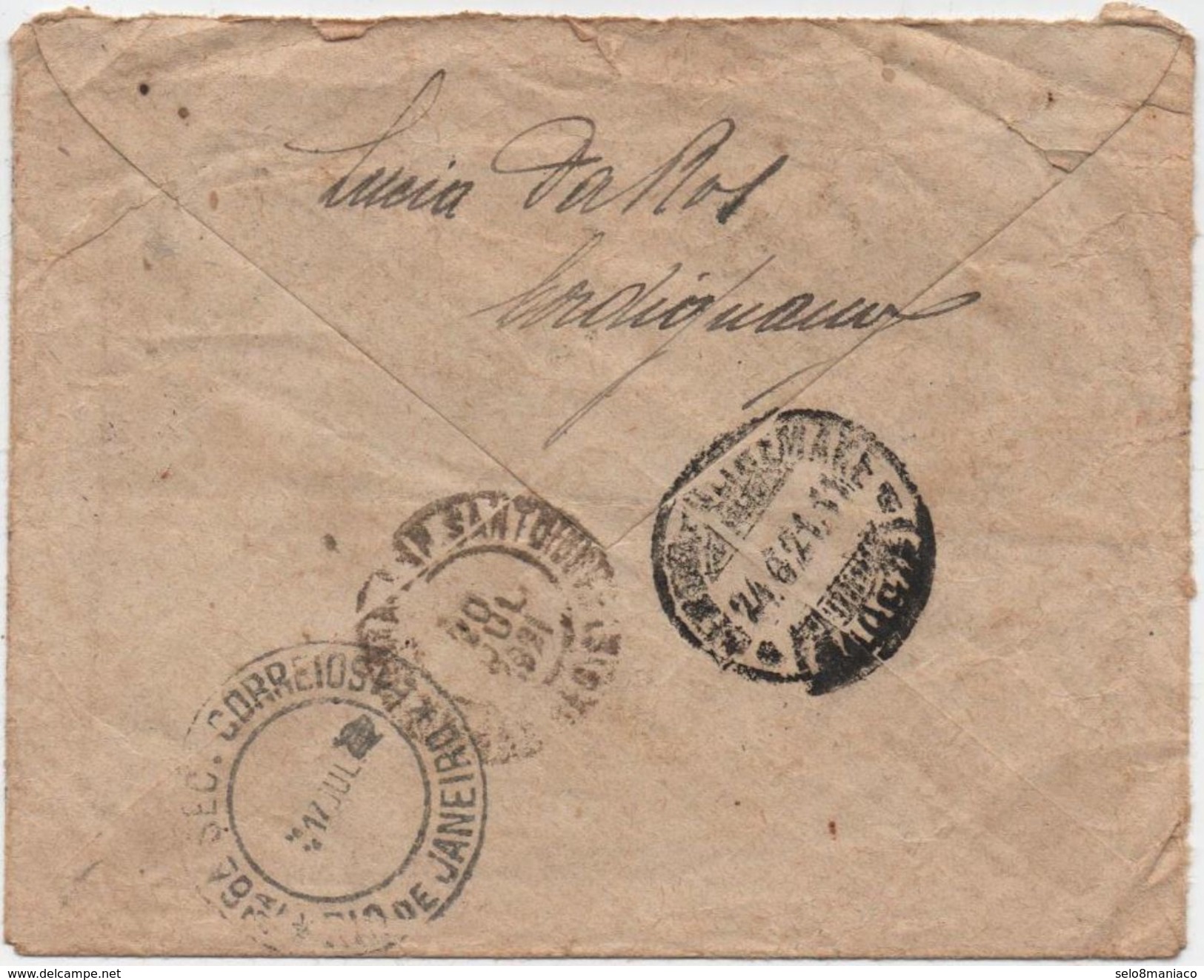 X1693-Italy-Registered Cover From Cordignano To Demétrio Ribeiro, ES, Brazil-1921 - Marcophilia