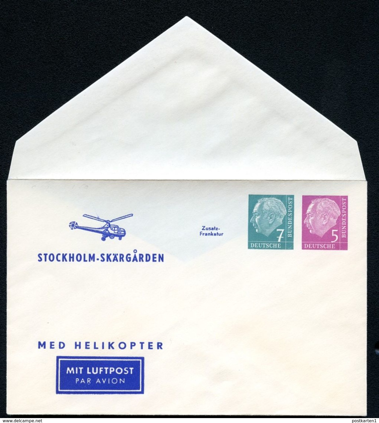 Bund PU10 B1/001a Privat-Umschlag HELIKOPTER ** 1955  NGK 15,00 € - Private Covers - Mint