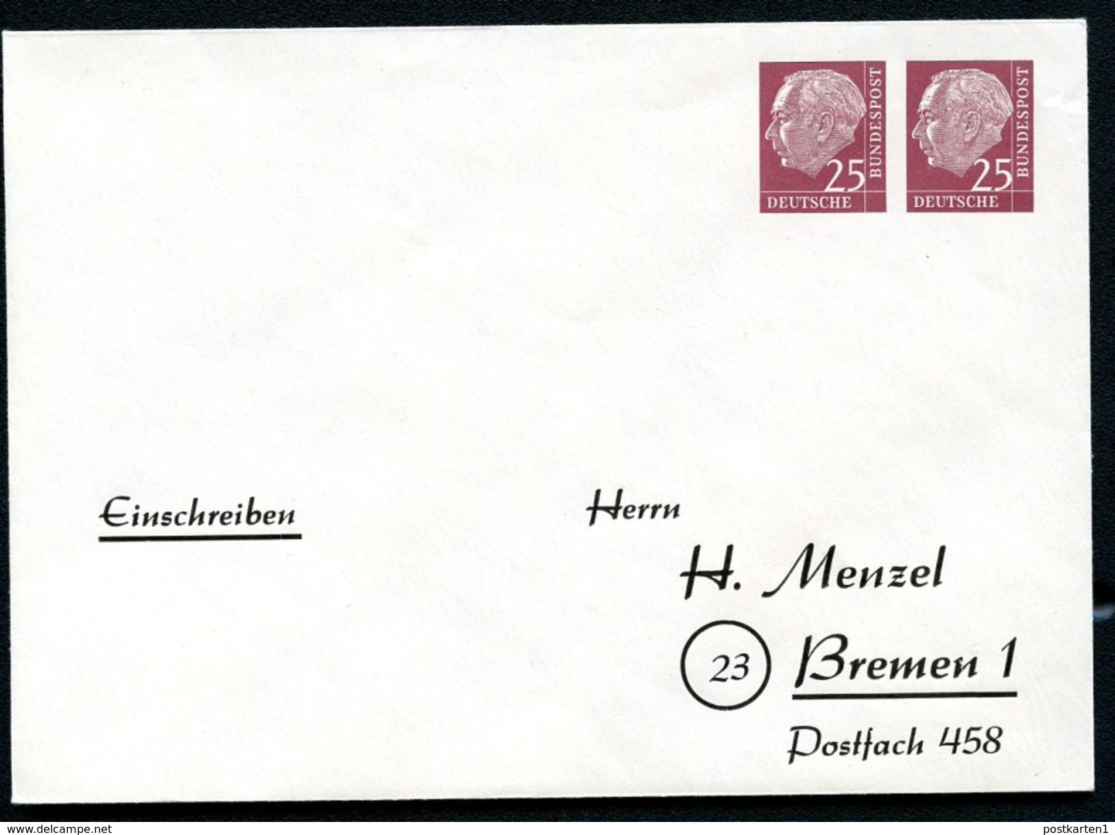 Bund PU12 B2/001b Privat-Umschlag MENZEL BREMRN GRAU GEMASERT ** 1954  NGK 45,00 € - Sobres Privados - Nuevos