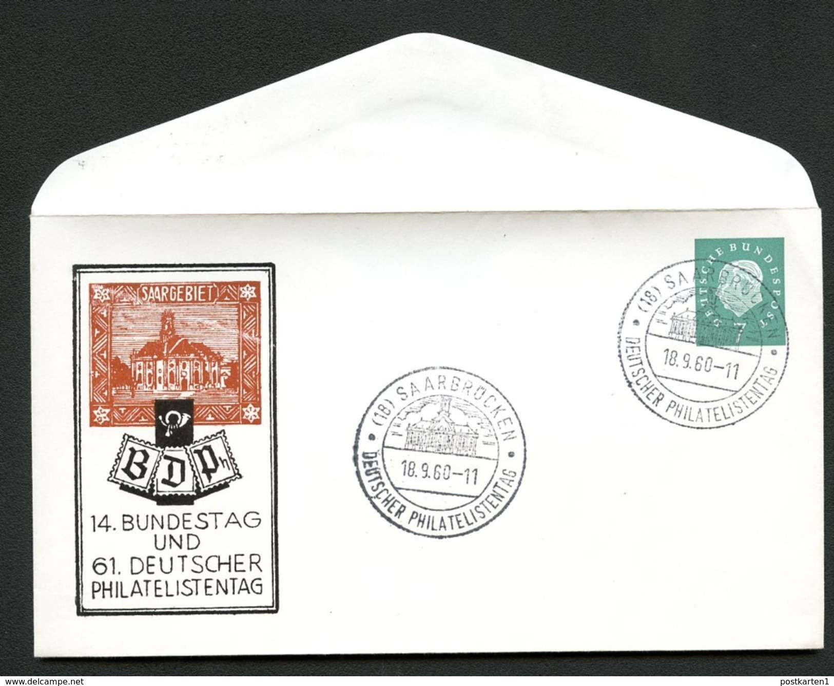 Bund PU13 B1/001a-b Privat-Umschläge BUNDESTAG BDPH Sost. 1960  NGK 28,00 € - Private Covers - Used