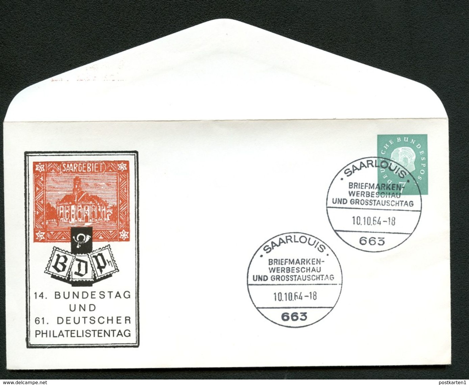 Bund PU13 B1/001a-b Privat-Umschläge BUNDESTAG BDPH Sost. 1960  NGK 28,00 € - Private Covers - Used
